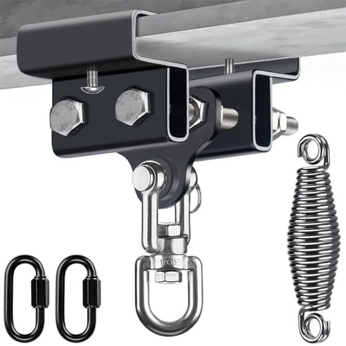 BeneLabel Boxsack I-Beam Aufhänger,Boxsack Halterung Balken 360 Schwenkbar Verstellbar 9.4-17cm Klemme Sandsack Befestigung Karabiner mit 5mm Feder für Indoor Outdoor Muay Thai Training, Bis 159kg