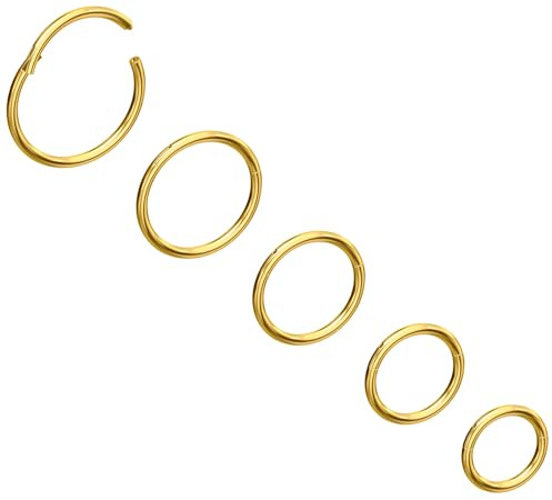 NewkeepsR 20G/18G/16G/10G/8G/6G Steel Clicker Septum Nose Hoop Sleeper Ring