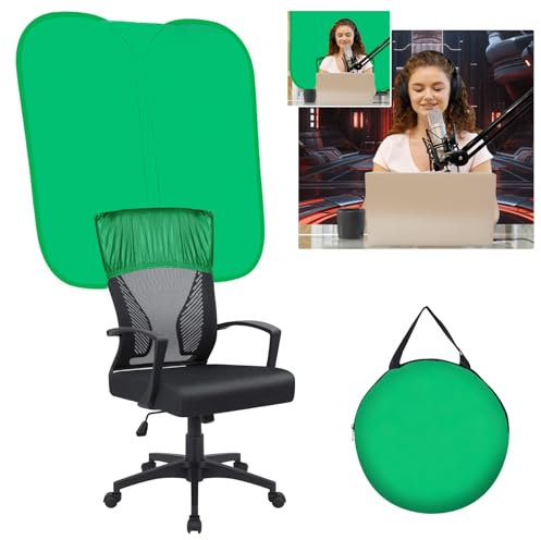Green Screen Chair,Green Screen Background 1.03 m x 1.01m (3.3ft),Pop Up Portable Chromakey Backdrop with Stand,Collapsible Attachable Panel for Photo & Video Shooting, Live Streaming,Zoom,Gaming