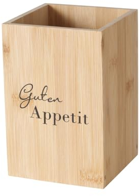 Acura-Styles Utensilienhalter Küche Schwarz, Boltze Home, Utensilienhalter Küche Holz, Aus Bambus, Küchen Utensilienhalter Eckig, Besteckhalter Holz, Besteckhalter Tisch mit Spruch