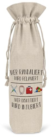 Liebtastisch - Quien se relaje - 35 cm x 15 cm - Bolsa para botellas - Enfermera - Regalo - Médico - Doctor - Doctoras