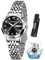 Taxau Uhr Frauen Silber Luxus Schwarzes Gesicht mit Datum Tag Edelstahl Uhren Frauen Kleid Uhr Römische Uhren für Damen wasserdichte Analog Quarz Damenuhren Klassische