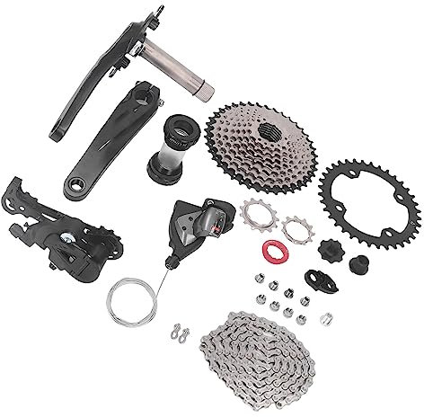 HELEVIA 10-Fach-Gruppe, 11 Bis 40 Zähne, Schwungrad, Tretlager Vorne, Schaltwerk, Kette, Rostfrei, Fahrrad-Schalthebel-Set, Fahrradzubehör (36T Kettenblatt)