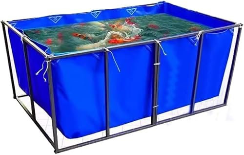 HynJGih PVC Teichfolie Fischteich aus Segeltuch mit Zugschlaufe, ohne Rahmen, Fischteich for den Innenbereich, zusammenklappbar, tragbare Fischteiche für Teiche, Biotope, Naturschwimmbäder(1x1x1m)