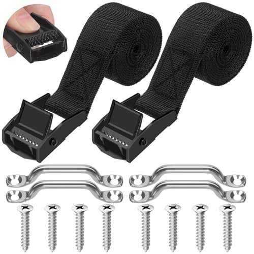 Mardatt 2 set di cinghie di sicurezza per batteria, 2,5 x 121,9 cm, con fibbia a camma, staffa in acciaio inox e viti in acciaio inox per barche, cinture per bagagli, auto