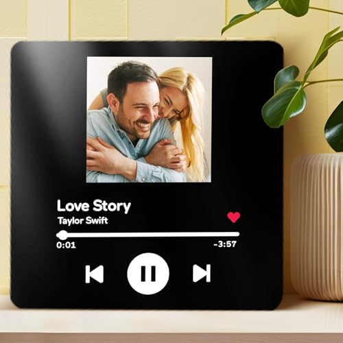 Musik Kühlschrankmagnet Personalisierbar Kühlschrankmagnet Musik mit Foto, Spotify-Thema mit eingebautem Musikcode-Player, einzigartige Heimdekoration, Geschenk für Paare, Musikliebhaber