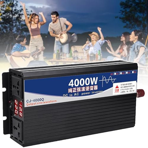 TBANVOO Onduleur Chargeur D'Efficacité éNergéTique à 90%, Onduleur Solaire Hybride à Double Prise, Convertisseur De Tension, Fabriqué en Alliage D'Aluminium,4000W-60Vto110V