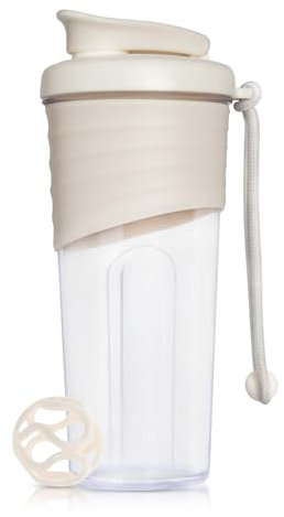 Protein Shaker bottle 700ml, Tritan Shaker bottle, BPA-frei, Geruch- und Geschmackslos, Silikongriff für einfachen Halt, Fitness Shaker für Proteinmischung & tägliche Flüssigkeitsaufnahme.(Beige)