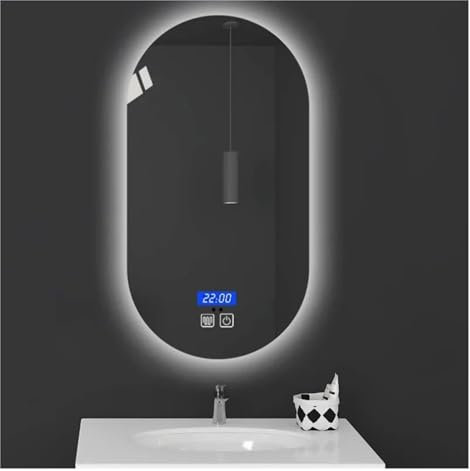 WOTZOV Badezimmerspiegel, 24 x 48 Zoll, Dusch-, Rasier-, Badespiegel, Waschraum-, Schminktisch, Vergrößerungsspiegel, dekorative Badezimmerspiegel, Smart-Spiegel, Selbsthaarschn