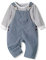 Volunboy Vestito Completi Bambino, Unisex Set di 2 Maglietta a Maniche Lunga e Salopette Dinosauro Carino Abito Neonato Tuta (Denim, 9-12 mesi, Taglia 73)