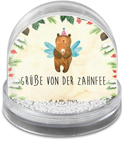 Mr. & Mrs. Panda Schneekugel Bär Zahnfee - Geschenk, Schüttelkugel, Erster Zahn, Weihnachten, Teddy, Weihnachtskugel, Weihnachts, Milchzahn, Fee