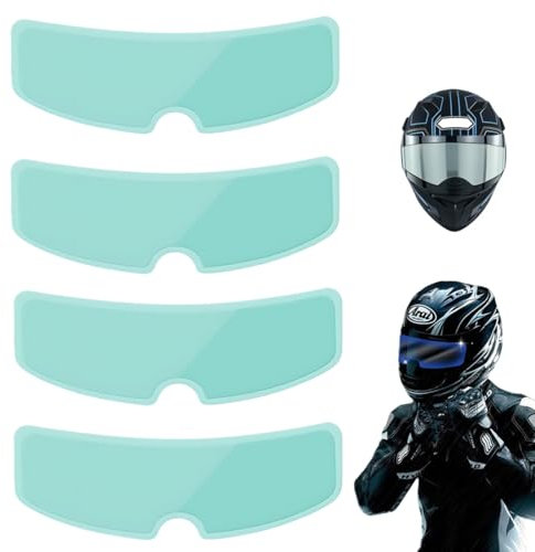 LAKJUOZ 4 Stück Motorradhelm Überzug Antibeschlagfolie Motorradhelm Antibeschlagfolie Universal Motorradhelm Antibeschlag-Sonnenblende Einsatz Sonnenblende Schutzfolie Aufkleber (8,5 X 24,5Cm)