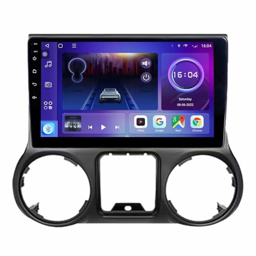 BOJONTN 10 Zoll Android 14 Touchscreen Bildschirm Autoradio 2 Din für Jeep Wrangler 3 JK 2010-2018 mit Kabellosem Carplay Bluetooth GPS Navi Lenkradsteuerung Rückfahrkamera(A,F2 (4+64G))
