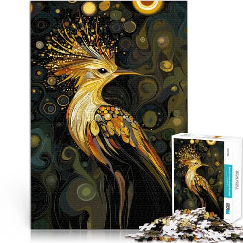 Puzzle für Erwachsene, 1000 Teile Goldener Wiedehopf im Klimt-Stil Aus Karton ab 14 Jahren Für Paare geeignet Lustige Aktivitäten für zu Hause, Geburtstagsgeschenk, Reisegeschenke。Größe：26x38cm