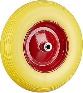 FYRKANT Ruota Piena antiforatura 3.50-8 per carriola | Cerchio in Acciaio | gomma in poliuterano | Battistrada Scolpito | Diametro 35cm Larghezza 9cm Asse da 210 mm