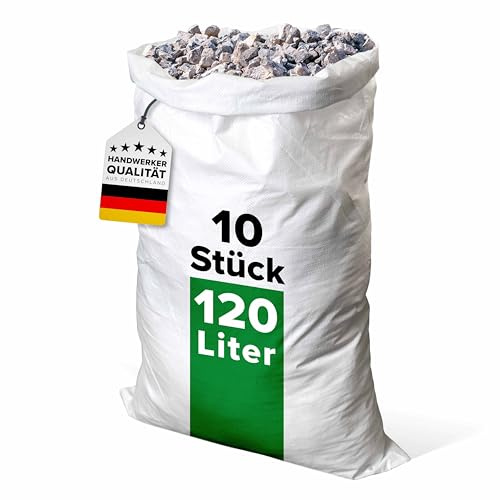 D-TACK 10x Gewebesäcke | Gewebesack 70 x 110 cm | Schuttsack | Gewebestärke 70 g/m² | UV-stabilisiert | Mehrfach verwendbar | Sandsack reißfest | PP-Gewebe | 120l | Last 50 kg