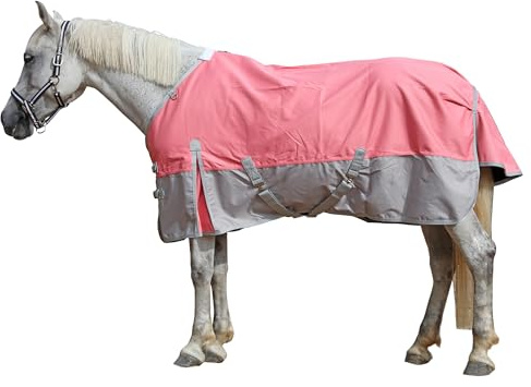 Leberna 1200D Pferdedecke Regendecke, leicht, wasserdicht, atmungsaktiv, ohne Füllung, Rosa / Grau, 1,8 m