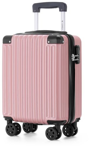 YONSLY Trolley Reisekoffer Suitcase, Rollkoffer Handgepäck Hartschalenreisekoffer mit 4 Rollen 360°, Zahlenschloss, Weicher Gummigriff (S, Roségold)
