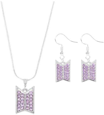 Beyitoria Korea Pop Schmuck Set – Halskette & Ohrring mit Stern-Design für Fans | Korea Pop Fanartikel | Silberfarben, inspiriert vom Stil