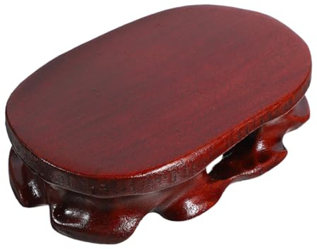 VICASKY Multifunctional Oval Wood Base Stand for Jade Root Carvings Vintage Tabletop Vase Holder Plant Pot Display Pedestal for Home Office Decorative Ornaments