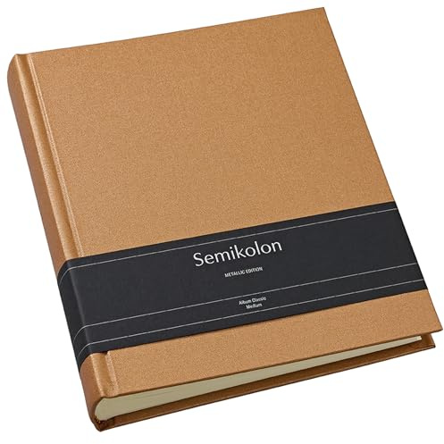 Semikolon 600081 Foto-Album Classic Medium - 21,6 x 25,5 cm - 80 Seiten cremefarben, für 160 Fotos - Metallic Edition Urban Bronze