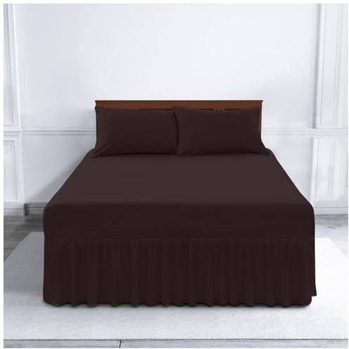 Gaveno Cavailia Luxury Non-Iron PERCALE VALANCE Sheet, Poly-Cotton, Chocoloate , King