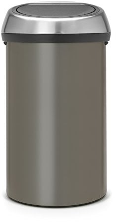 Brabantia 60 Litre Large Kitchen Touch Bin (Platinum) Removable Lid, Soft-Touch Open, Easy Clean Rubbish Food Waste Bin