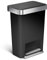 simplehuman CW1385CB 45L Rectangular Kitchen Pedal Bin with Liner Pocket, Silent Soft Close Lid, Strong Wide Steel Pedal, Stabiliser Bar, Internal Hinge, Black Plastic