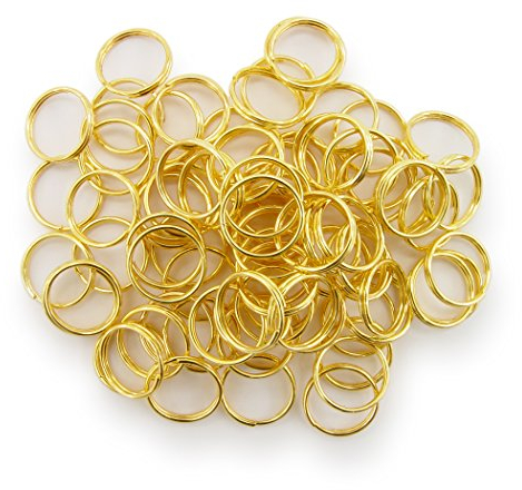 WEBandBUY Schlüsselringe/Split Rings 10mm Durchmesser Farbe Gold 15g ca.80 STK