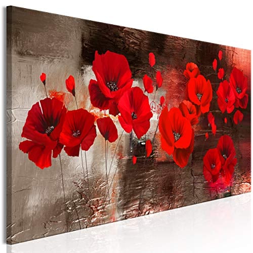 decomonkey Bilder Mohnblumen Abstrakt 120x40 cm 1 Teilig Leinwandbilder Bild auf Leinwand Vlies Wandbild Kunstdruck Wanddeko Wand Wohnzimmer Wanddekoration Deko Blumen