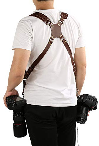 Sangle D'appareil Photo en Cuir | Ceinture Réglable en Cuir à Double Rivet pour Dslr avec épaulette Souple, Bandoulière pour Appareil Photo Numérique à Double épaule, Accessoire de Harnais pour Suppor