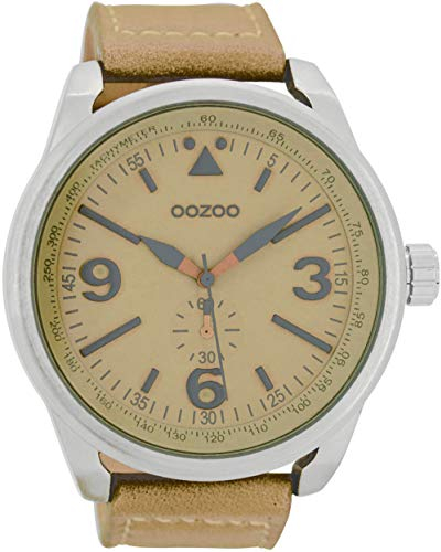 Oozoo Herrenuhr mit Lederband 50 MM Sand/Sand C7065