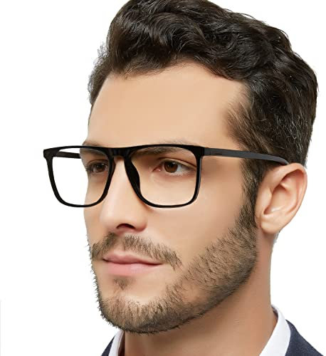 OCCI CHIARI Men's Black Reading Glasses 1.25 Large Readers Glasses for Men Lightweight Glasses Sturdy Hinge (Black, +1.25)