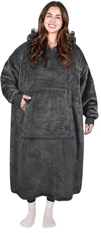 Catalonia Classy Extra Lange Sherpa Hoodie Decke, Flauschige Übergroße Kuscheldecke mit Ärmeln und Kapuze, Warme Großes Kapuzendecken, Tragbare Decke zum Anziehen als Geschenkidee für Damen Herren