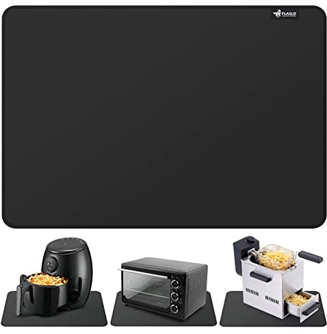 FLASLD Tapis résistant à la chaleur pour friteuse à air, tapis en silicone ignifuge pour comptoir de cuisine, protecteur de comptoir, antidérapant et imperméable 30 x 45 cm, noir