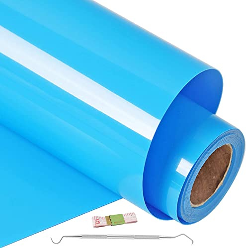 NCRGB Plotterfolie Textil 30.5×600cm,TransferfolieVinyl Vinylfolie Plotter Bügelfolie zum Bedrucken,Flexfolie Plotter Textil für DIY-T-Shirt & Anderen Stoffen (Seeblau, 30.5×600cm)