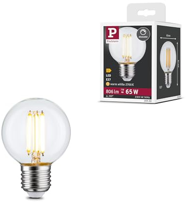 Paulmann 28988 Filament 230V LED Globe G60 E27 7W 230V 806lm dimmbar 60mm Klar Glas 2700K - Warmweiß Leuchtmittel