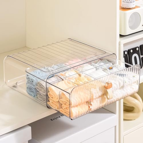 MSHOMELY Unterwäsche Organizer Schublade Aufbewahrung stapelbar Kunststoff Schublade Organizer mit Trennwänden Aufbewahrungsschublade für BHs Socken Krawatten Gürtel Babykleidung, 16 Fächer