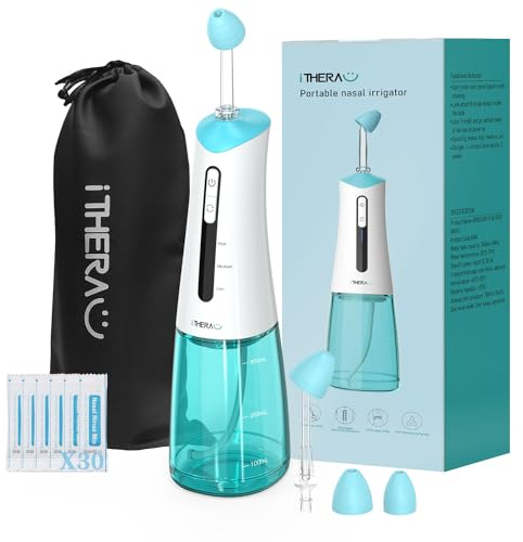 Kit de Lavado de Nariz - I-THERA-U Ducha Nasal Inalámbrica Adulto Jeringa de Limpieza Nasal Kit de Irrigación Nasal Adulto Ducha Nasal Enjuague Nasal para Sinusitis, Alergia Polen