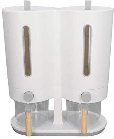 Grain Stroage Box, Rice Dispenser, Press Type Rice Bucket, 5kg Capacity Japanese Double Rice Barrel, Airtight Dry Food Bucket, Dry Food Cotainer for Rice, Grain, Dry Food, Pet Food(Regular)