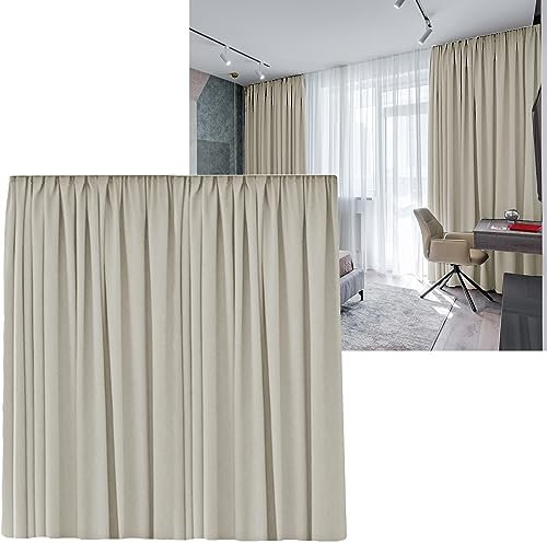 Cleanlevel EST 2016 Vorhänge Vorhang Gardinen mit Kräuselband verdunklungsvorhänge Verdunkelungsvorhang Übergröße Thermovorhang Blickdicht 300cm (B) x 245 (L) Wohnzimmer (Creme Kräuselband)