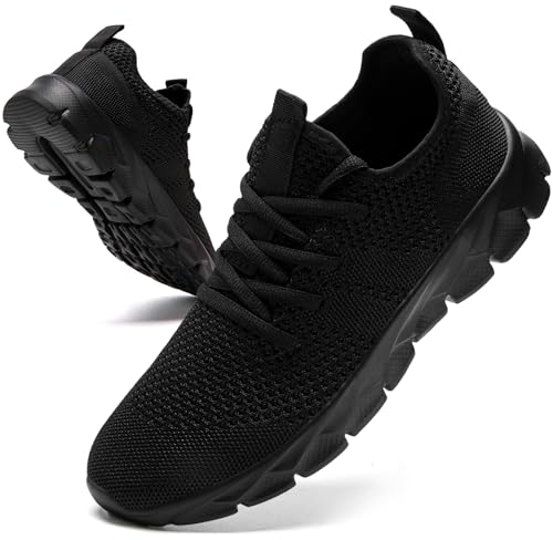 JUEQIBAA Schuhe Herren Turnschuhe Laufschuhe Sportschuhe Sommerschuhe Leichtgewichts Slip on Sneaker Outdoor Gym Freizeitschuhe Männer Schwarz, EU 48