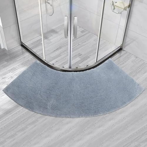 HEcSHENG Halbrunde Badematte für Duschkabine, rutschfeste Badezimmerteppiche, Duschmatte, fächerförmige Fußpolster, Gebogene Duschmatte für Hotels