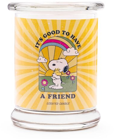 Peanuts Duftkerze im Glas - A Friend | Geschenke für Frauen | Kirsche | Deko für Zuhause | Hohe Brenndauer bis zu 50h