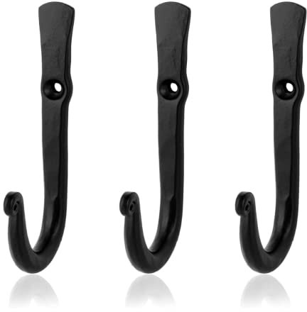 Blacksmith - Ganci appendiabiti da parete in ferro battuto fatti a mano, con viti e tasselli da parete, per cucina, camera da letto, bagno, ganci per porta a polo singolo, per appendere asciugamani,