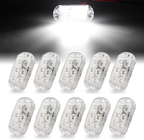 Sidaqi 10 pièces 6 LED lumières stroboscopiques blanc pour camion voiture véhicule Ultra mince étanche Super lumineux d'urgence Flash LED 12-80V