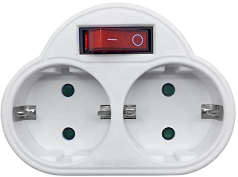 worien Enchufe MúLtiple EstáNdar de la UE 250V 16A Enchufe de ConversióN de Enchufe Doble con Interruptor de Salida Enchufe Adaptador de Corriente Enchufe Enchufe de la UE