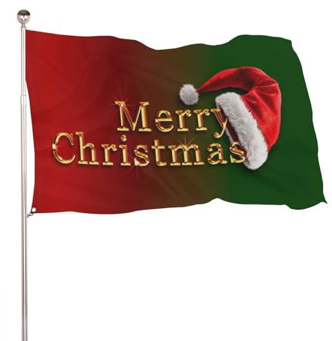 Weihnachtsgartenfahne, 90x150 cm Weihnachtsmütze Flagge doppelseitig Winter-Flagge Weihnachtsdekoration Garten Urlaub Zuhause Party Hängedekoration