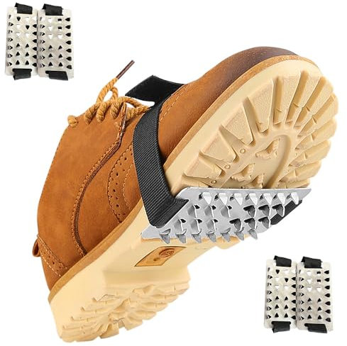 Hezhou 4 Stück Anti Rutsch Schuhspikes Spikes für Schuhe Schuhkrallen Spikes Walking Winter Rutsch Schuhspikes Sohle Wandern Rutsch Schuhspikes für Wandern Eisfischen Winter Outdoor (schwarz, L)