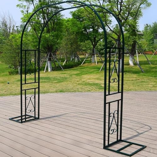 Poxvythb ArcoDa Giardino In Ferro, Largo, Forte e Robusto, Colore Nero Verde, con Arco per Rose Archi Matrimonio con Base e Gazebo ad Arco, (L260xW40xH230cm) Dunkelgrün-A